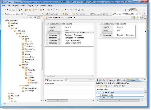 Diff/Merge view for resources